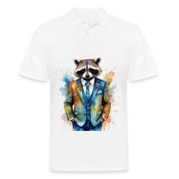 Costume de raton laveur Imprimé de conception d’animaux colorés - Polo Homme - blanc - Devant - Kai (181cm)
