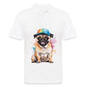 Carlin Snapback Cap Chien Coloré Drôle Design Imprimer - Polo Homme - blanc - Devant - Kai (181cm)