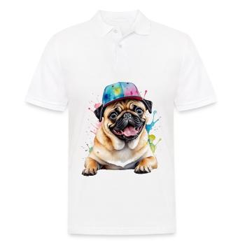 Carlin Snapback Cap Chien Coloré Drôle Design Imprimer - Polo Homme - blanc - Devant - Kai (181cm)