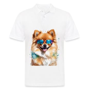 Lunettes de soleil poméranienne Poméranie Dog Print - Polo Homme - blanc - Devant - Kai (181cm)