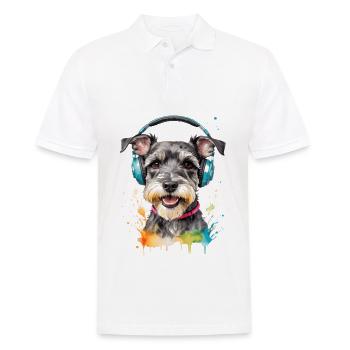 Miniature Schnauzer Casque Chien Drôle Design Imprimer - Polo Homme - blanc - Devant - Kai (181cm)
