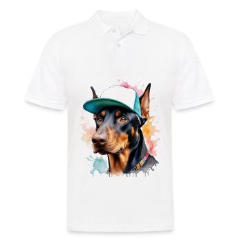 Doberman Snapback Cap Chien Drôle Design Imprimer - Polo Homme - blanc - Devant - Kai (181cm)