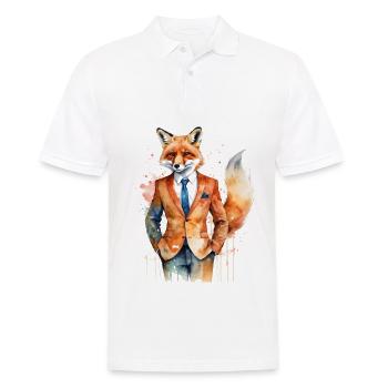 Fuchs Anzug Bunt Tier Design Print - Männer Poloshirt - Weiß - Vorne - Kai (181cm)