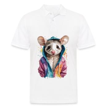 Sweat à capuche Opossum Imprimé de design d’animaux colorés - Polo Homme - blanc - Devant - Kai (181cm)