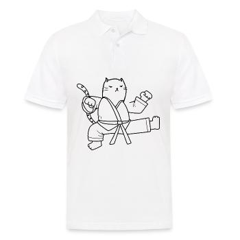 Eine lustige Karate Katze - Männer Poloshirt - Weiß - Vorne - Kai (181cm)