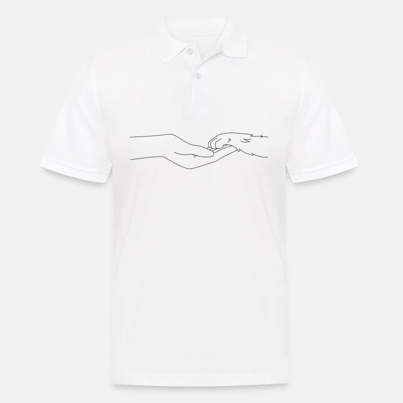 Eine menschliche Hand und eine Hunde Pfote - Männer Poloshirt - Weiß