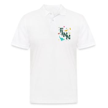 FINN - Beau prénom de garçon avec dinosaure - Polo Homme - blanc - Devant - Kai (181cm)