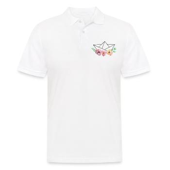 Navire en papier avec des fleurs aquarelles - Polo Homme - blanc - Devant - Kai (181cm)