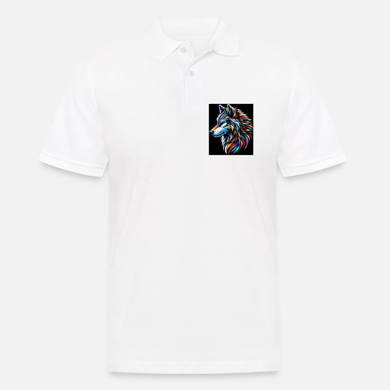 Wolf - Männer Poloshirt - Weiß