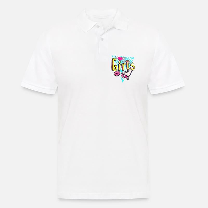 Mädchen Retro Roller Pop Art - Männer Poloshirt - Weiß