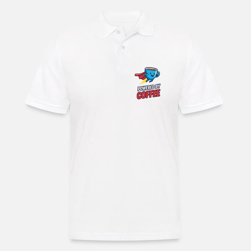 Kaffee Superheld mit Cape - Männer Poloshirt - Weiß