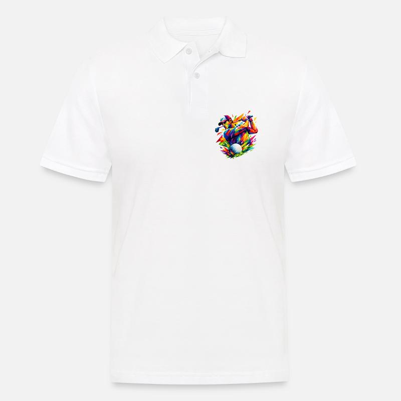 Explosion de couleurs dans les coups de golf - Polo Homme - blanc