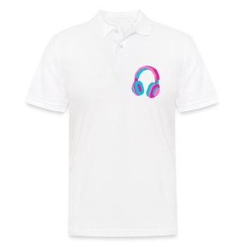 Kopfhörer 80er Retro Synthwave DJ Musik Gamer - Männer Poloshirt - Weiß - Vorne - Kai (181cm)