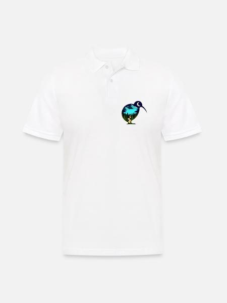 Kiwi Nachtlandschaft - Männer Poloshirt - Weiß