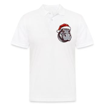 Nilpferd Kopf Weihnachten Portät - Männer Poloshirt - Weiß - Vorne - Kai (181cm)