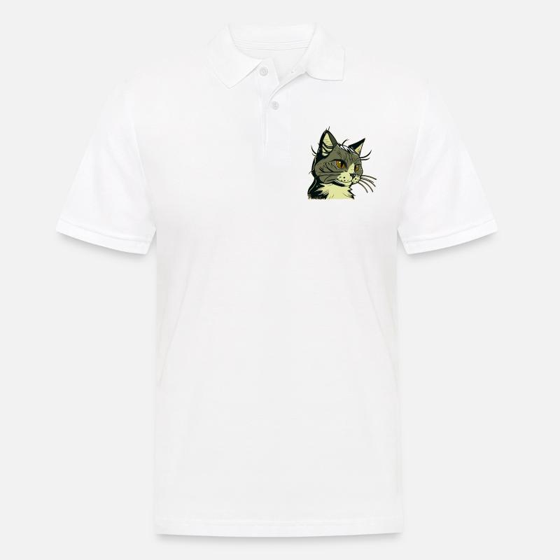 Katze im comic style - Männer Poloshirt - Weiß