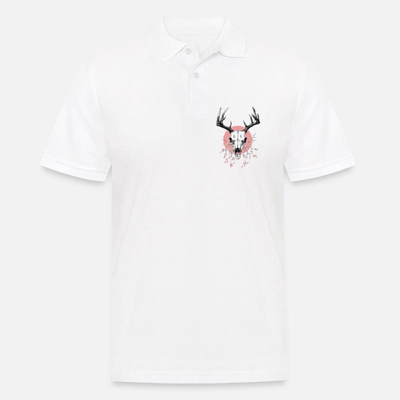 Hirschschädel (pink) - Männer Poloshirt - Weiß