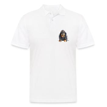 Gordon Setter - Hund - Dog - Comic - Männer Poloshirt - Weiß - Vorne - Kai (181cm)