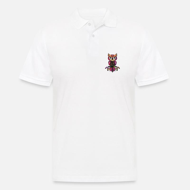 Süße elegante Eule - Männer Poloshirt - Weiß