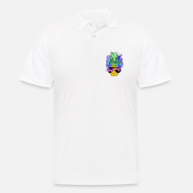 Aloha Ananas - Männer Poloshirt - Weiß