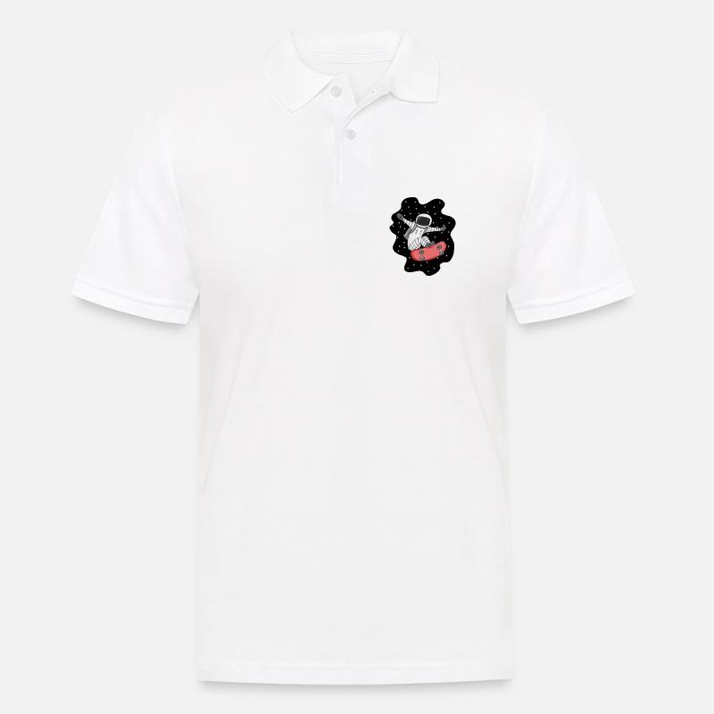 Astronaute avec skateboard dans l’espace - Polo Homme - blanc