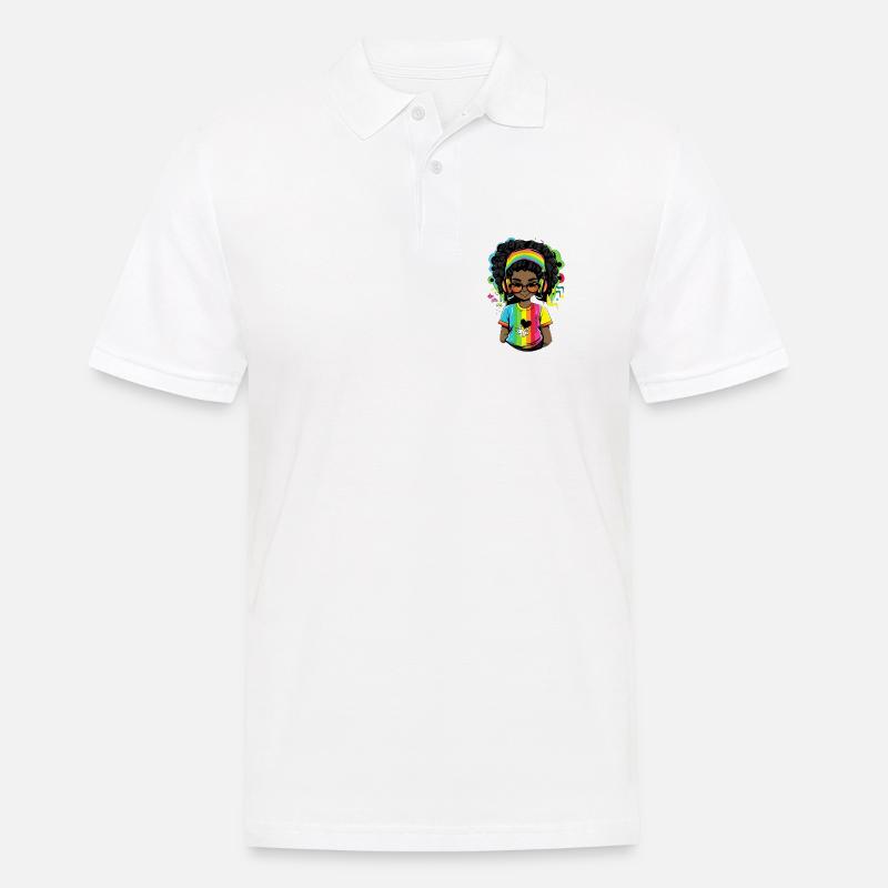Leuchtender Reggae-Pullover mit Rainbow-Design - Männer Poloshirt - Weiß