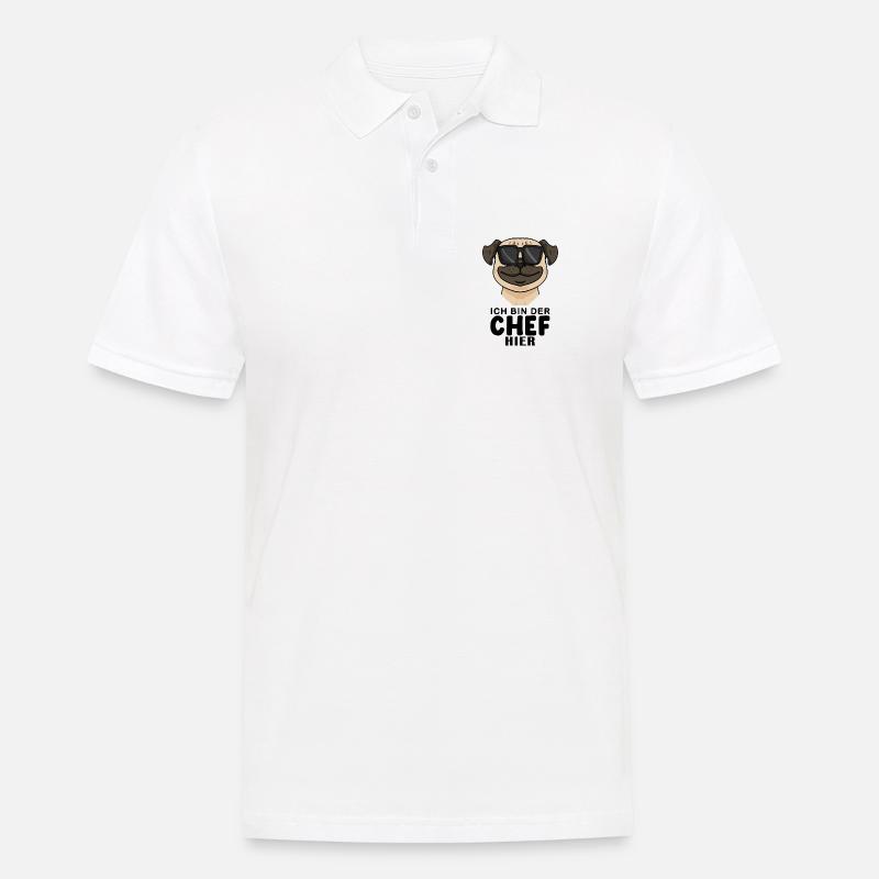 Cooler Hund Mops Chef Spruch - Männer Poloshirt - Weiß