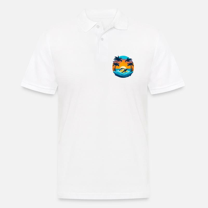 Delphin Sunset - Männer Poloshirt - Weiß