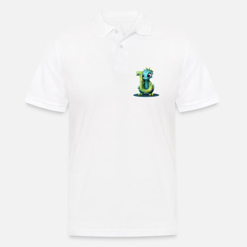 Blauer Drache mit Buchstabe J Alphabet - Männer Poloshirt - Weiß
