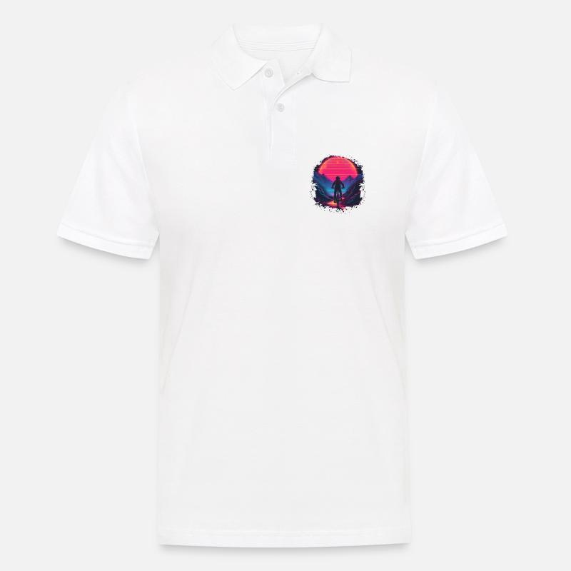 Mountainbiking Synthwave - Männer Poloshirt - Weiß
