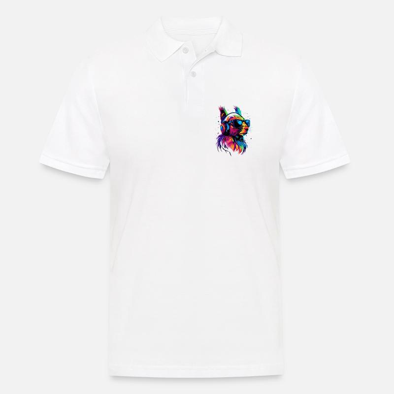 Eichhörnchen Kopfhörer Bunt Popart DJ Eichhörnchen - Männer Poloshirt - Weiß
