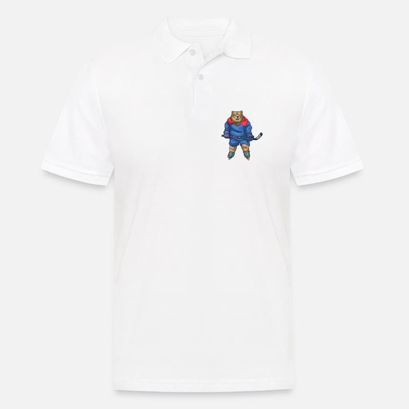 Bär Eishockey Eishockeyschläger - Männer Poloshirt - Weiß