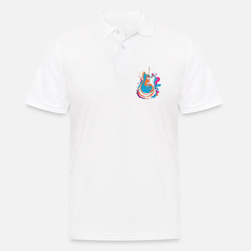 Bunte E-Gitarre - Männer Poloshirt - Weiß