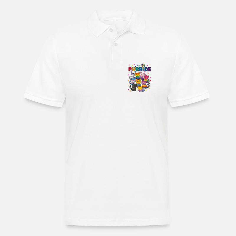 Purride Chats LGBT - Polo Homme - blanc