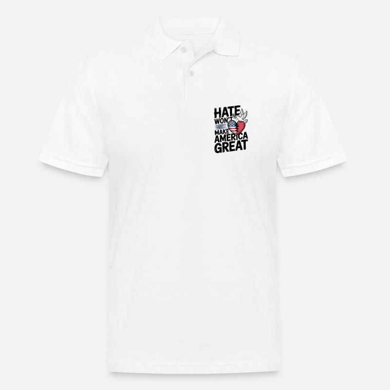 Hass wird Amerika nicht groß machen - Männer Poloshirt - Weiß
