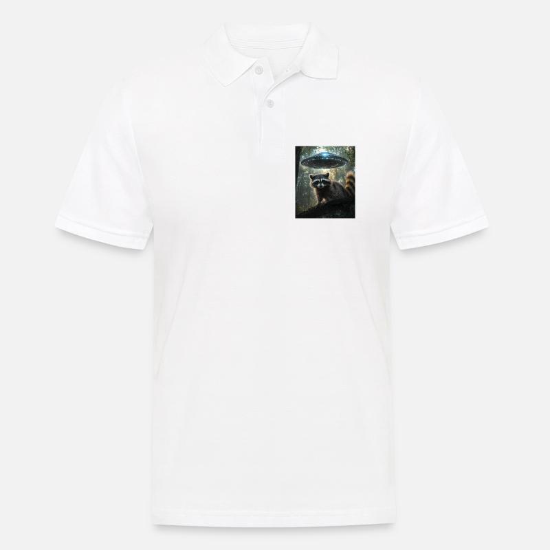 Waschbär Selfie mit UFO - Männer Poloshirt - Weiß