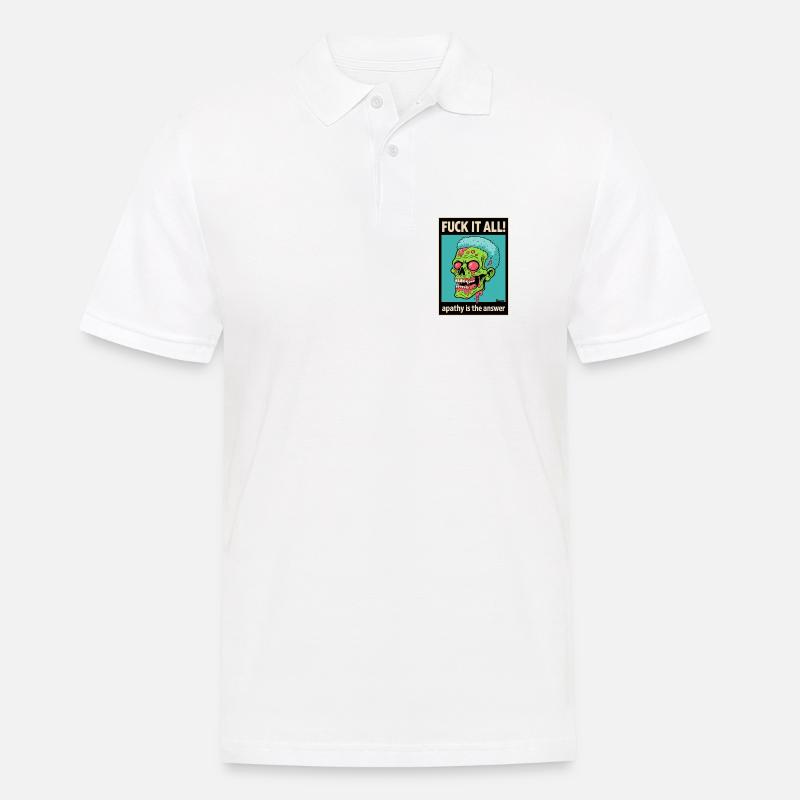 Zombie Totenschädel mit mutigem Statement - Männer Poloshirt - Weiß