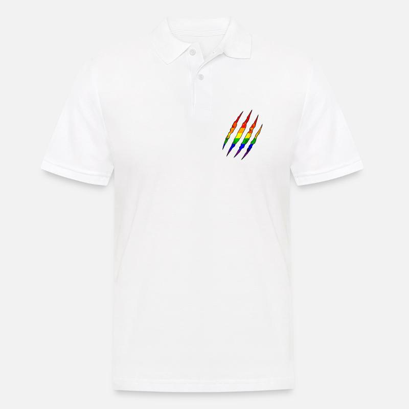 Pride Claw arc-en-ciel Statement Scratch Trace - Polo Homme - blanc