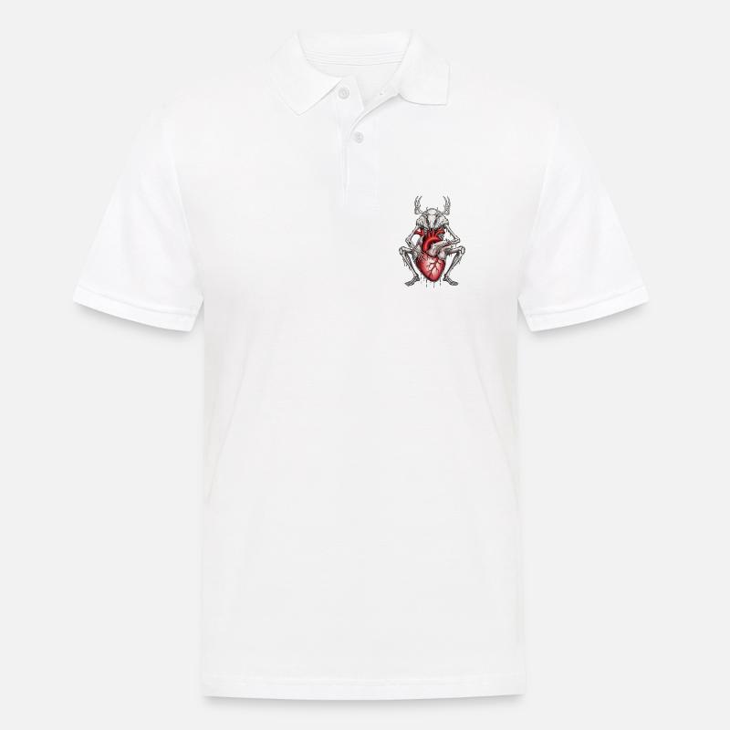 Anatomischer Hirsch mit blutendem Herz - Männer Poloshirt - Weiß