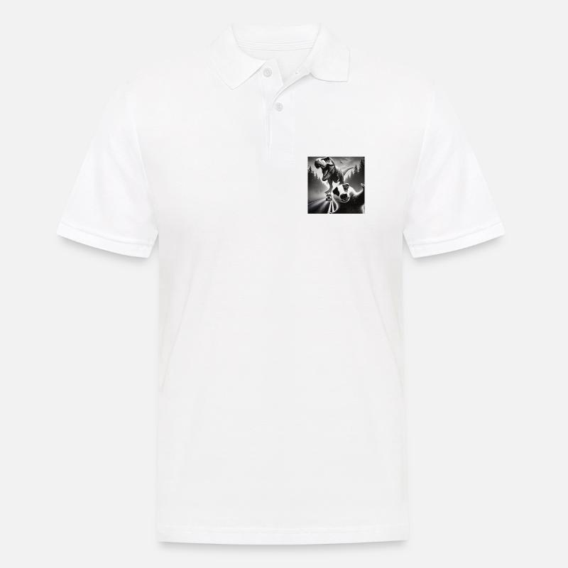 Dachs  trifft Dino auf düsterer Landstraße - Männer Poloshirt - Weiß