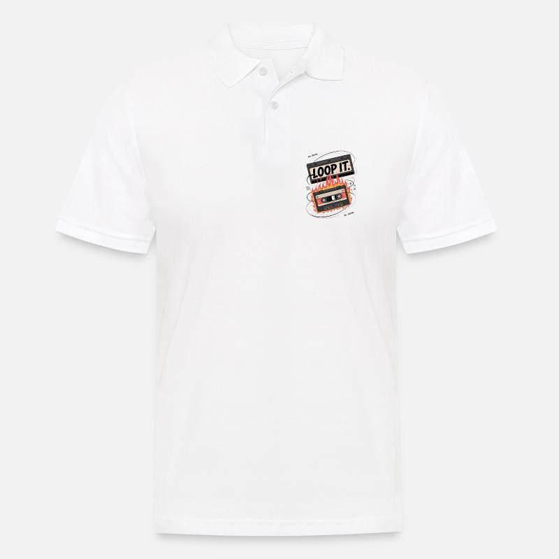 Retro Kassette mit "Loop It" Flammen-Design - Männer Poloshirt - Weiß