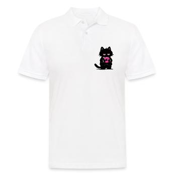 Chat noir avec un donut rose - Polo Homme - blanc - Devant - Kai (181cm)