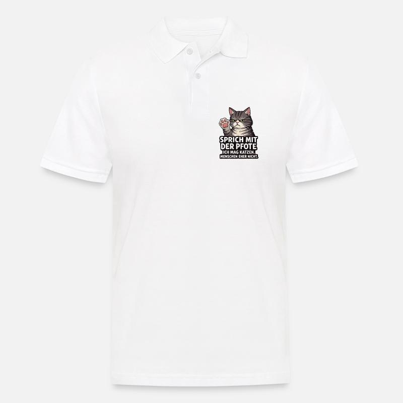 Sprich mit der Pfote – Grumpy Katze - Männer Poloshirt - Weiß