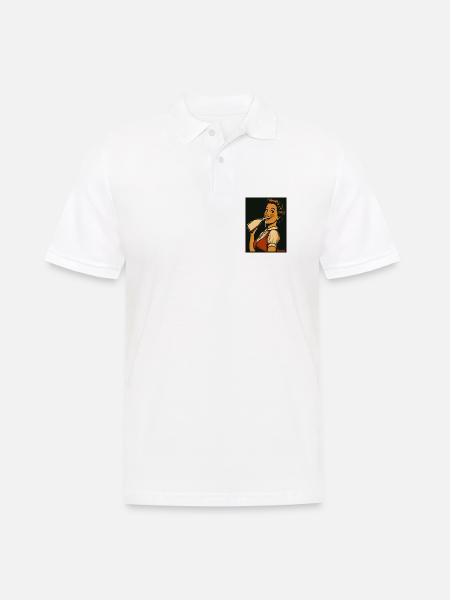 Retro Dame mit Milch Getränk - Männer Poloshirt - Weiß