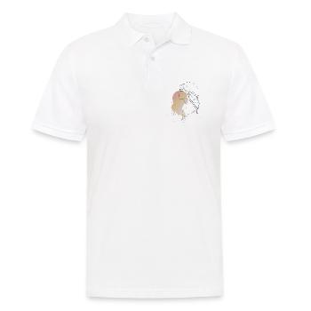 Frau Porträt Line Art Illustration  - Männer Poloshirt - Weiß - Vorne - Kai (181cm)