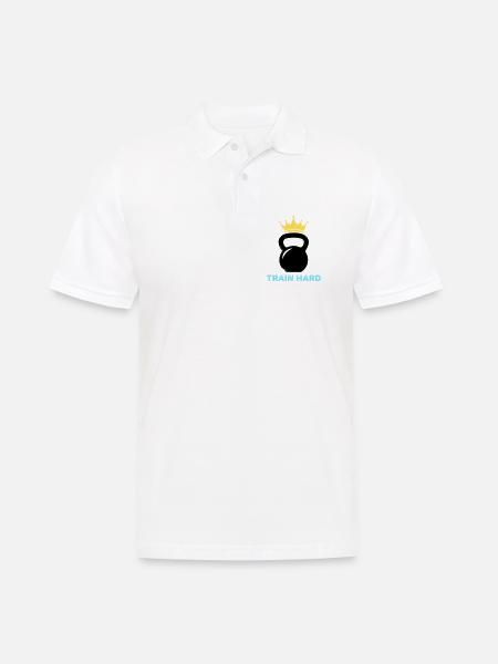 Kettlebell Crown Train Hard - Men's Polo Shirt - white