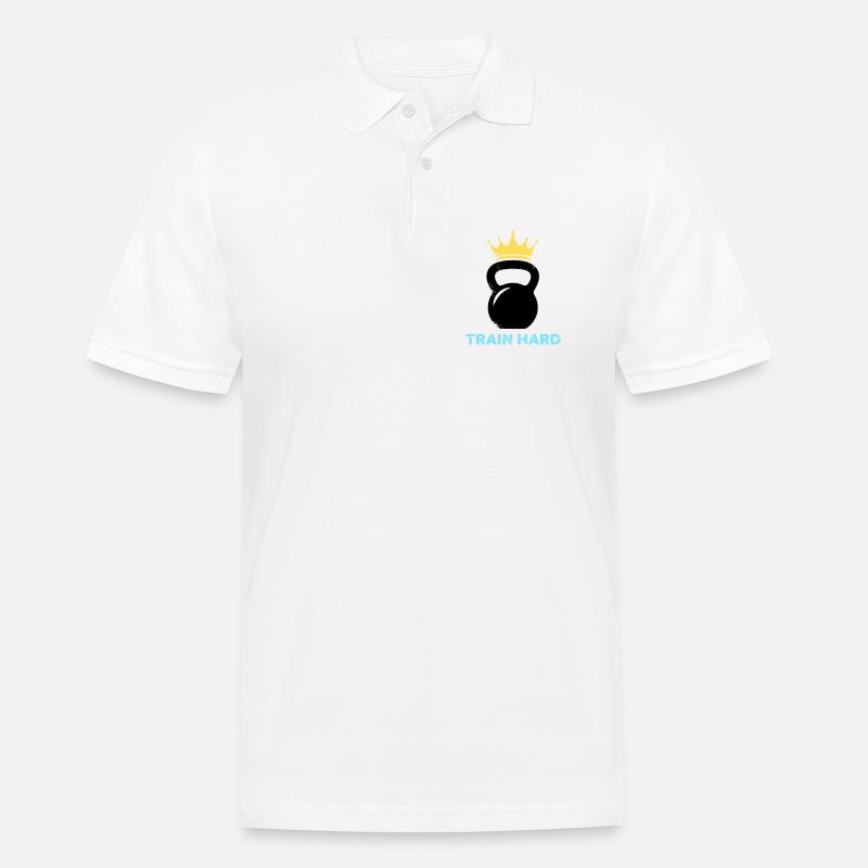 Kugelhantel Krone Train Hard - Männer Poloshirt - Weiß