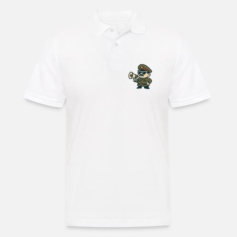 Retro-Sergeant-Megafon - Männer Poloshirt - Weiß