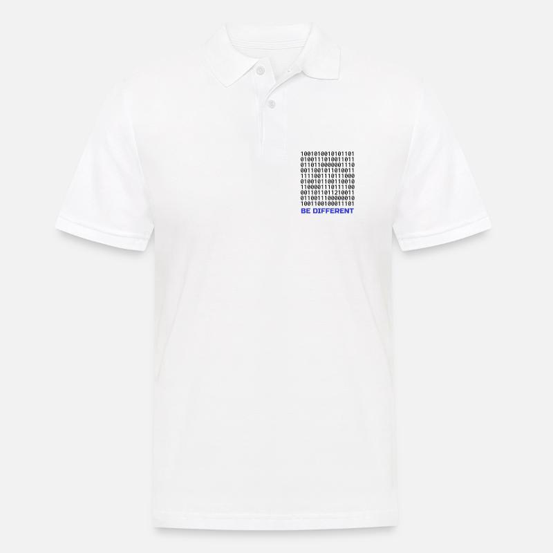 Be Different: Binäres Muster mit Botschaft - Männer Poloshirt - Weiß
