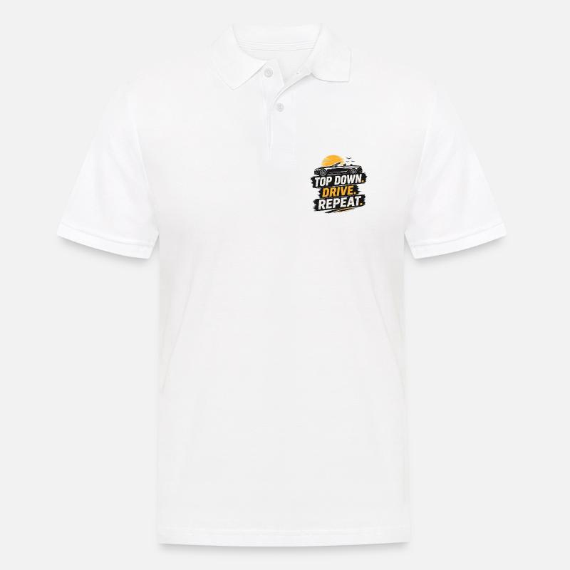 Top Down Drive Repeat Cabrio - Männer Poloshirt - Weiß